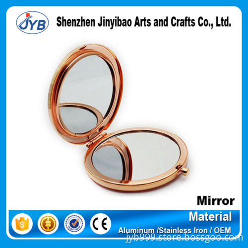 Advertising products mirror custom logo gold metal compact make-up mirror for promotion